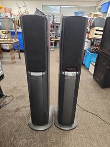 lot 2396 image: Sony Tower Floor Standing Speakers Pair with Built-In Amplifier