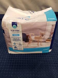 lot 2454 image: Top Paw Disposable Male Wraps For Dogs 12 Ct Small Up To 15lbs 12-19