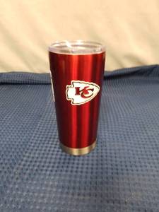 lot 2458 image: Kansas City Chiefs 20oz Stainless Steel Insulated Tumbler