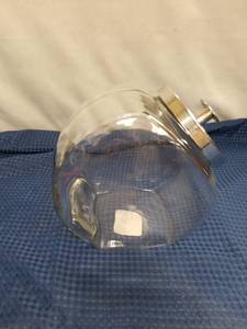 lot 2492 image: Clear Glass Candy Jar with Chrome Lid