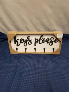 lot 2496 image: Kirklands Home Keys Please Wall Key Holder with Hooks