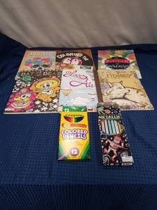 lot 2505 image: Adult Coloring Books Set with Colored Pencils