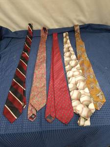 lot 2532 image: Set of 5 Mens Neckties - Striped, Paisley, and Baseball Print