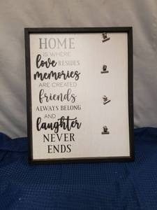 lot 2534 image: Home Is Where Love Resides Framed Sign with Photo Clips