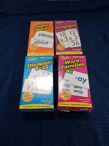 lot 2547 image: Trend Enterprises Flash Cards Set of 4 - Sight Words, Multiplication, Division, Word Families