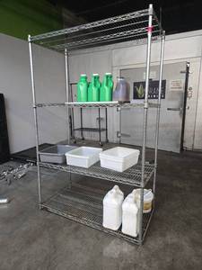 lot 12582 image: 4-Tier Chrome Wire Shelving Unit