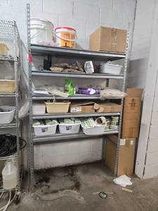 lot 12587 image: Commercial Brewery Supply Lot with Metal Shelving Unit