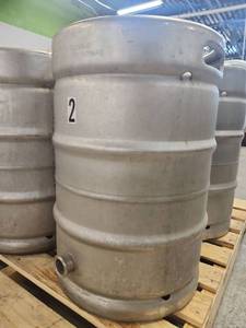 lot 12592 image: Stainless Steel Half Barrel Beer Keg with Side Port and Top Opening