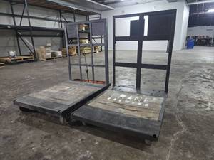 lot 12626 image: Crane Brewing Industrial Steel and Wood Rolling Carts (Set of 2)