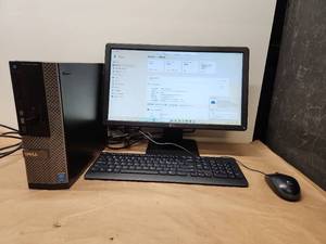 lot 3 image: Dell OptiPlex 3020 SFF Desktop Computer with Monitor, Keyboard and Mouse