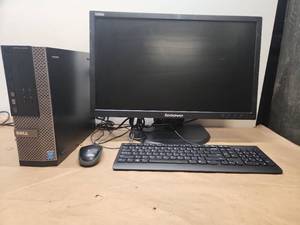 lot 5 image: Dell OptiPlex 3020 SFF Desktop Computer with Lenovo ThinkVision Monitor, Keyboard and Mouse