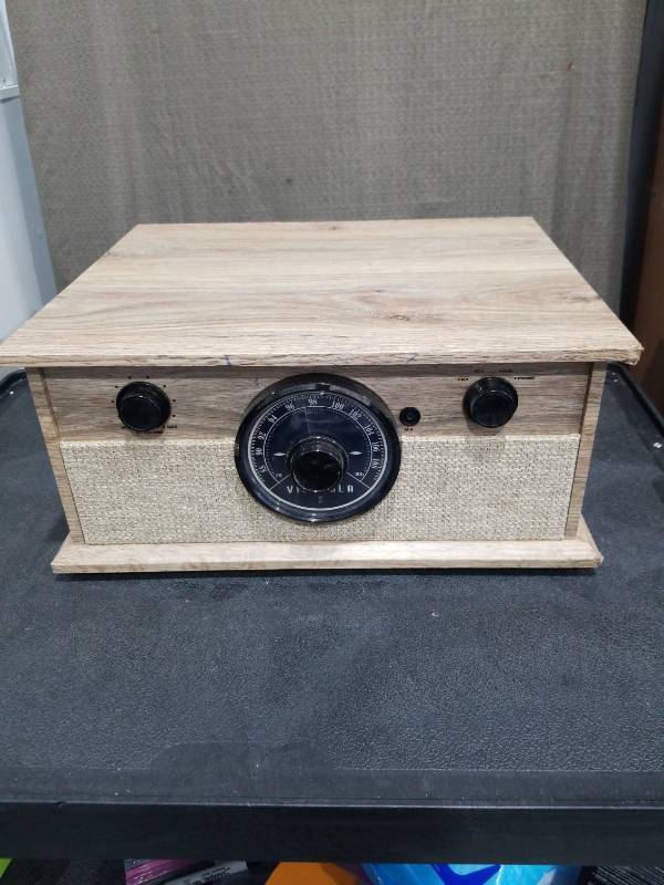 lot 1460 image: Victrola Wood Cabinet Turntable with FM Radio