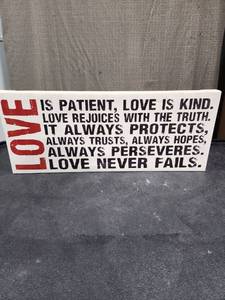 lot 1498 image: Love Is Patient Love Is Kind Canvas Wall Art