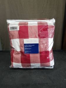 lot 1526 image: North Shore Living Plush to Sherpa FullQueen Blanket - Red Buffalo Check