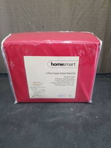 lot 1529 image: Homesmart 6-Piece Copper Infused Queen Sheet Set in Red