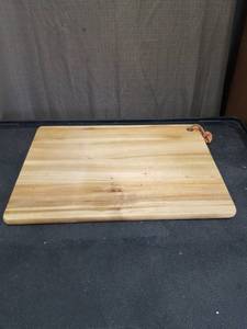 lot 1567 image: Large Wood Cutting Board with Leather Hanging Loop