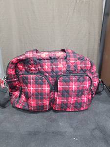 lot 1584 image: Quilted Plaid Duffle Bag with Crossbody Strap