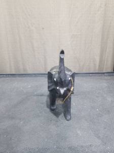 lot 1602 image: Black Carved Elephant Figurine with Trunk Up