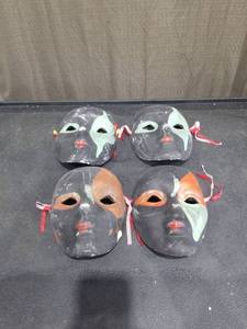 lot 1606 image: Set of 4 Decorative Masquerade Face Masks