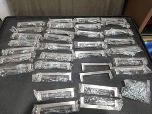 lot 1612 image: Brushed Nickel Square Bar Cabinet Pulls Bulk Set with Mounting Screws