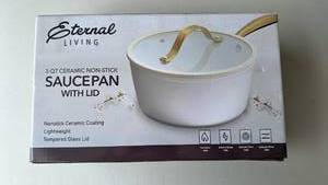 lot 207 image: Sterade Living 3QT Ceramic Non-Stick Saucepan with Lid