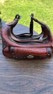 lot 623 image: Brighton Brown Croc-Embossed Leather Satchel Handbag