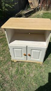 lot 643 image: Wood Top Storage Cabinet with Double Doors