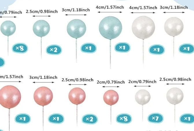 lot 27375 image: 45 PCS Cake Decoration Oh Baby Cake Topper Pearl Balls Cake Picks Star Cake Topper for Birthday Party Supplies - Retail $8