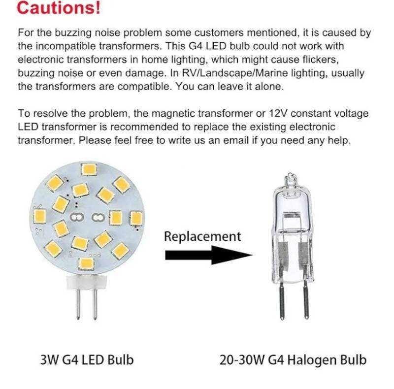 lot 27402 image: 12V G4 LED Bulb 3W Bi-Pin LED Disc Light Bulb 20-30 Watt Equivalent Daylight White 6000K for Puck Lights in RV Trailers Campers Automotive Marine Landscape Lighting 5pcs - Retail $17