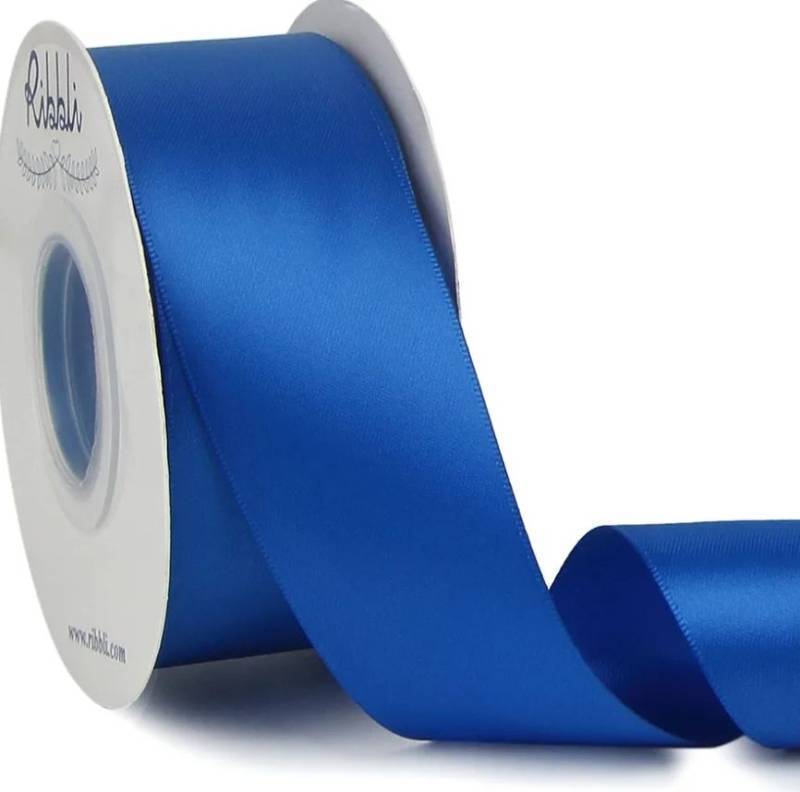 lot 27406 image: Royal Blue Double Faced Satin Ribbon,1-12 x Continuous 25 Yards, Use for Bows Bouquet, Gift Wrapping, Wedding, Floral Arrangement - Retail $12