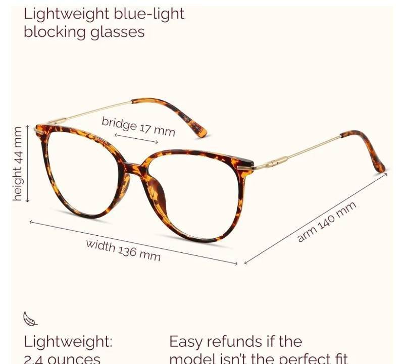 lot 27450 image: Blue Light Blocking Glasses - Trending Round TR90 Frames, Metal Arms, UV400 Protection - Matching Soft Case - Retail $14