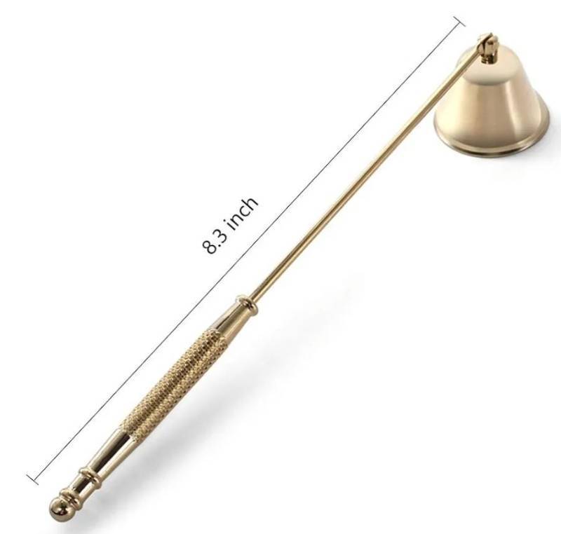 lot 27465 image: Candle Snuffer, Candle Snuffers Wick Snuffer Candle Accessory, Extinguish Candle Flame Safely with Long Handle Putting Out Fire (Gold Candle Snuffer) - Retail $10