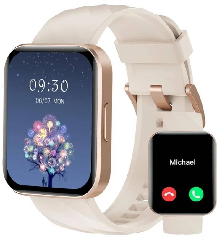 lot 27565 image: RUIMEN Smart Watches for Women Men (AnswerMake Calls) Compatible with iPhoneAndroid Phones, 1.85 HD Screen Fitness Tracker Heart Rate Monitor 100 Sports Tracker Watch Waterproof (Milky White) - Retail $40