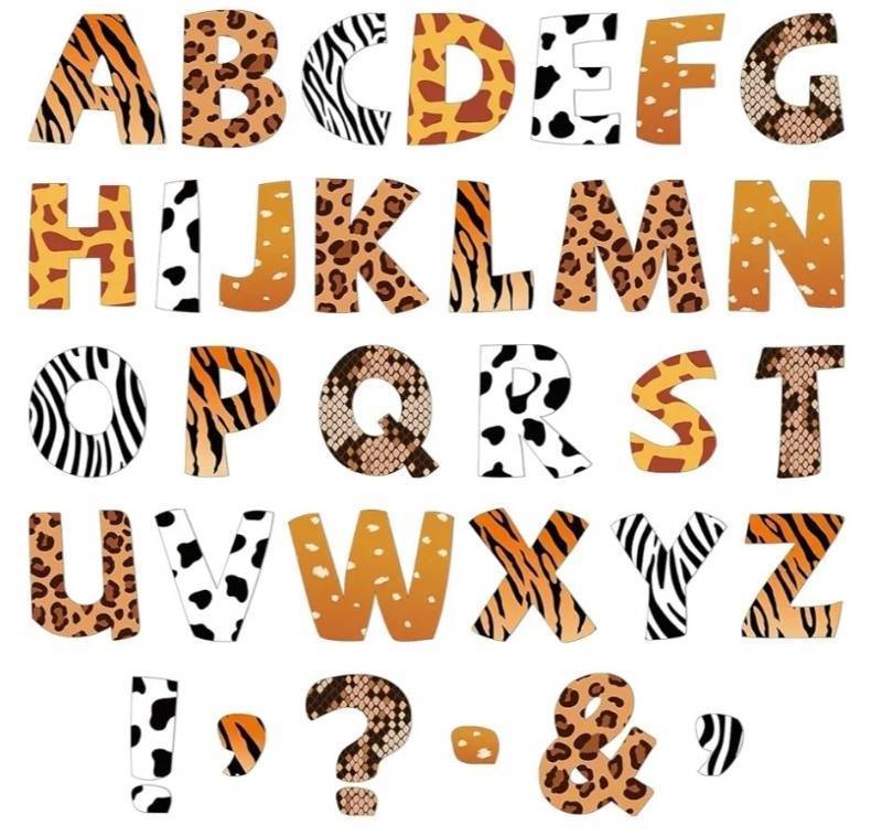 lot 27584 image: 150 PCS Large 6 Bulletin Board Letters Set, Safari Jungle Classroom Alphabet Cutout Letter for Bulletin Board Display Home School, A Great Helper to Inspire Students Learning Interest - Retail $14