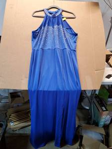 lot 46556 image: Royal Blue Halter Neck Maxi Gown with Rhinestone Embellishments 4XL - Retail $40