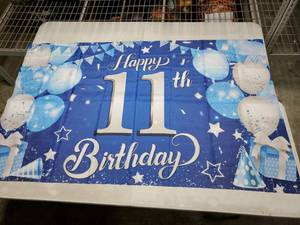 lot 46567 image: Happy 11th Birthday Party Banner - Retail $8