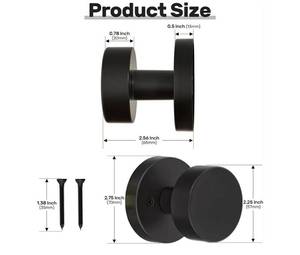 lot 46591 image: 2 Pack Matte Black Dummy Door Knob Interior, Black Door Knobs for Bifold and Closet Doors, Heavy Duty Round Modern Door Handle