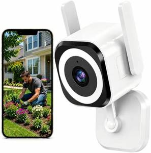 lot 46592 image: Cameras for Home Security Indoor Outdoor, Dual Antenna 5G2.4G WiFi Security Camera, Plug-in Stable Live View, 2K Color Night Vision, 4X Zoom, 2-Way Audio, IP66, SDCloud