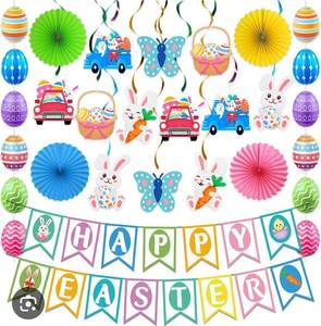 lot 46594 image: Happy Easter Party Decoration Set - Retail $12