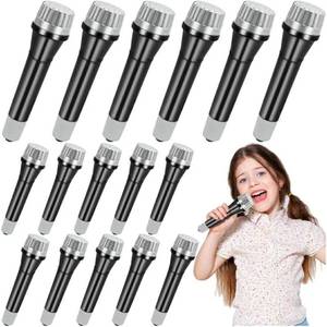 lot 46613 image: 16 Pack Fake Toy Microphones Set, Plastic Microphone Prop, Play Microphone for Kids, Pretend Microphone for Karaoke Stage Costume Role Birthday Party Favors,5.7 Inches Tall