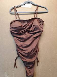 lot 46628 image: Brown Ruched One-Piece Swimsuit XL - Retail $20