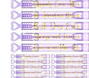 lot 27208 image: Wedding Mini Bubble Wands for a Wedding Bulk Heart Bubble for Guests Send Off Wand Adults Bridal Shower Party Supplies Valentine Anniversaries Celebration(60 Count,Purple Gold,Lavender) - Retail $20
