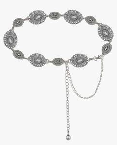 lot 27227 image: WAYLIT Western-Concho-Belt-Women Cowgirl-Metal-Belts Boho Silver Vintage Turquoise Chain Belt for Dress Jeans - Retail $16