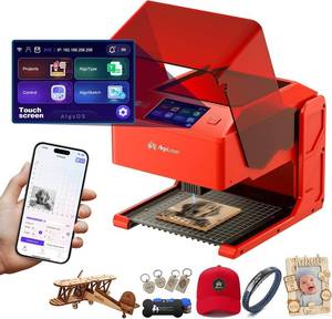lot 101600 image: Retails for $240 AlgoLaser 5W Laser Engraver Machine Portable & Smart with 3.5 Touch Screen, Hand DrawingWirelessSD CardOffline Engraving, AlgoOS Self Developed System for Wood, Acrylic, Leather