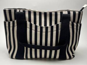 Black and White Striped Canvas Tote Bag