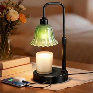 lot 4207 image: DomeStar Flower Candle Warmer Lamp, Adjustable Height Wax Melting Unique Lamp with Timer & Dimmer, Vintage Bedroom Decor for Scented Jar Candles - Ideal for Housewarming Birthday Valentines Day Gifts - Retail $16