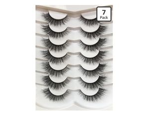 lot 4220 image: False Eyelashes Natural Cat Eye Look Wispy Volume Faux Mink Lashes 7 Pairs Pack 8D Soft Curly Fluttery Short Fake Eyelash Strips for Daily Use - Retail $10
