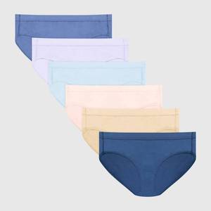 lot 4245 image: Hanes Womens 6pk Pure Comfort Organic Cotton Hipster Underwear - Colors May Vary 7 Solid Knit Mid Rise - Retail $19