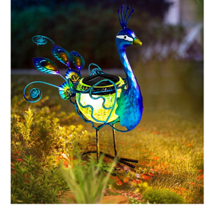 Solar Peacock Statue Light, Solar Animal LED Lights Outdoor, Solar Power Figurine Waterproof Metal Peacock Yard Art for Pathway Patio Backyard Decoration Lawn Ornaments - Retail: $25