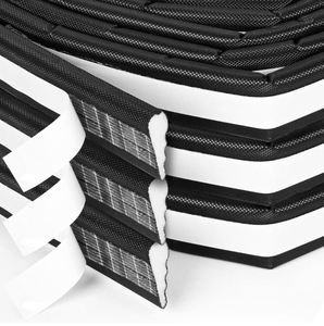 lot 4287 image: 3 Pcs 196 Inch Wedge-Shape Foam Window Weather Stripping Door Seal Insulation Strip, Soundproofing Window Inserts Foam Self Adhesive Draft Stopper Light Blocker for Winter Window Door Gaps, Black - Retail $0